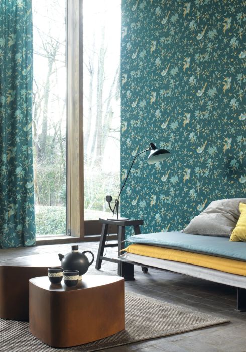 Nara Birdsong Wallpaper Emerald -  Discontinuing