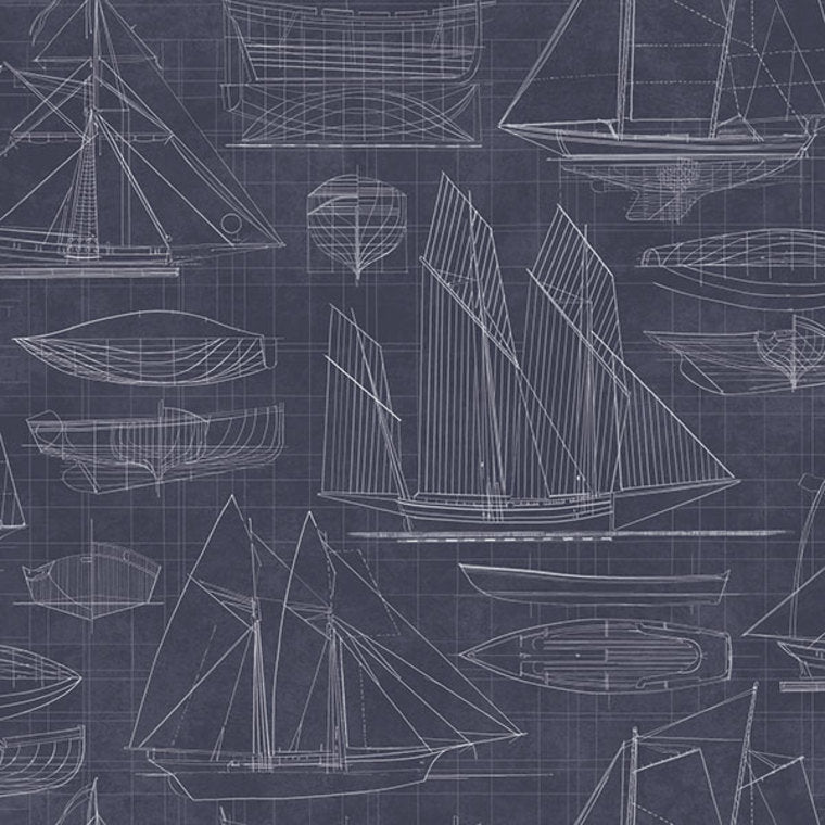 Boat Sketch Wallpaper - 5 Colours