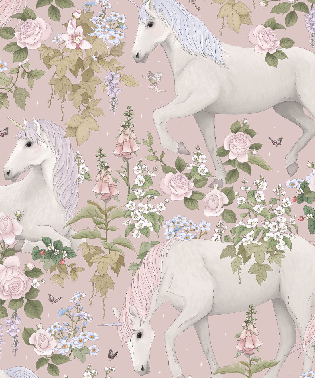 Unicorn Rose in Pink Wallpaper